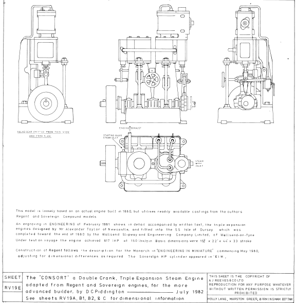 Consort Model Steam Engine CONSORT DRAWINGS RV 19E 5 Model Engineering Supplies